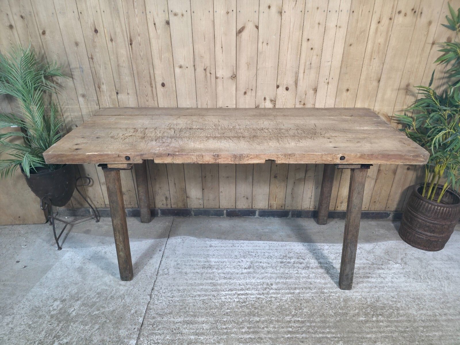 Old Antique Primitive Rustic Hungarian Wooden Butchers Prep Table Kitchen Island