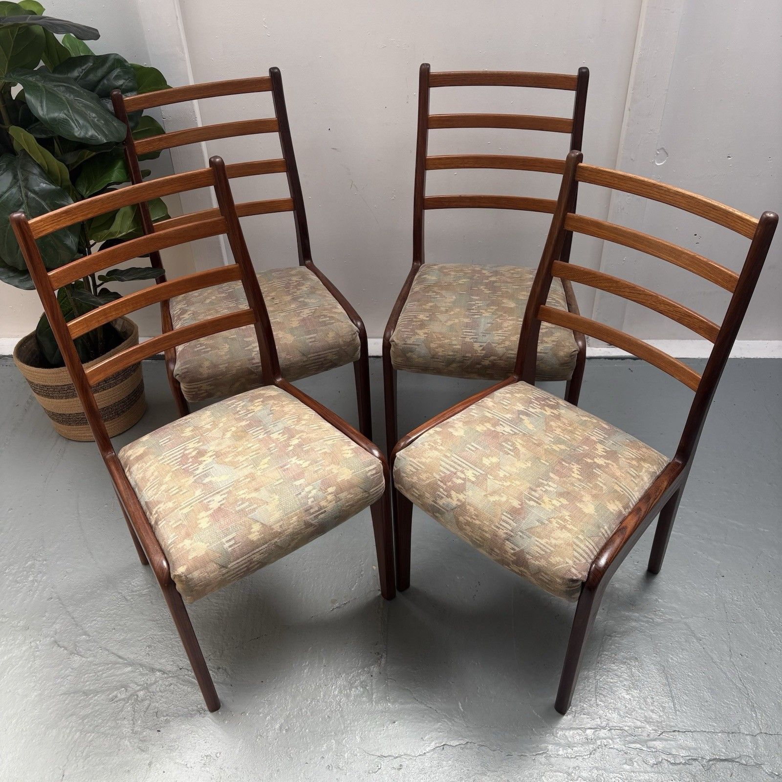 4 Vintage Mcm Ladderback 1970s G Plan Teak Afromosia Dining Chairs