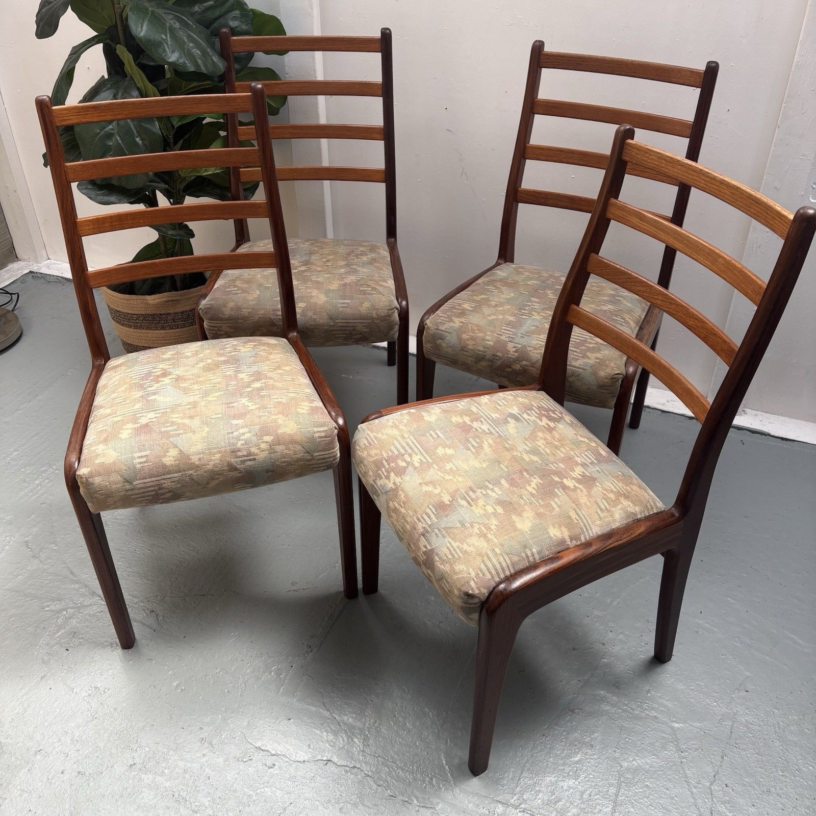 4 Vintage Mcm Ladderback 1970s G Plan Teak Afromosia Dining Chairs photo Furniture