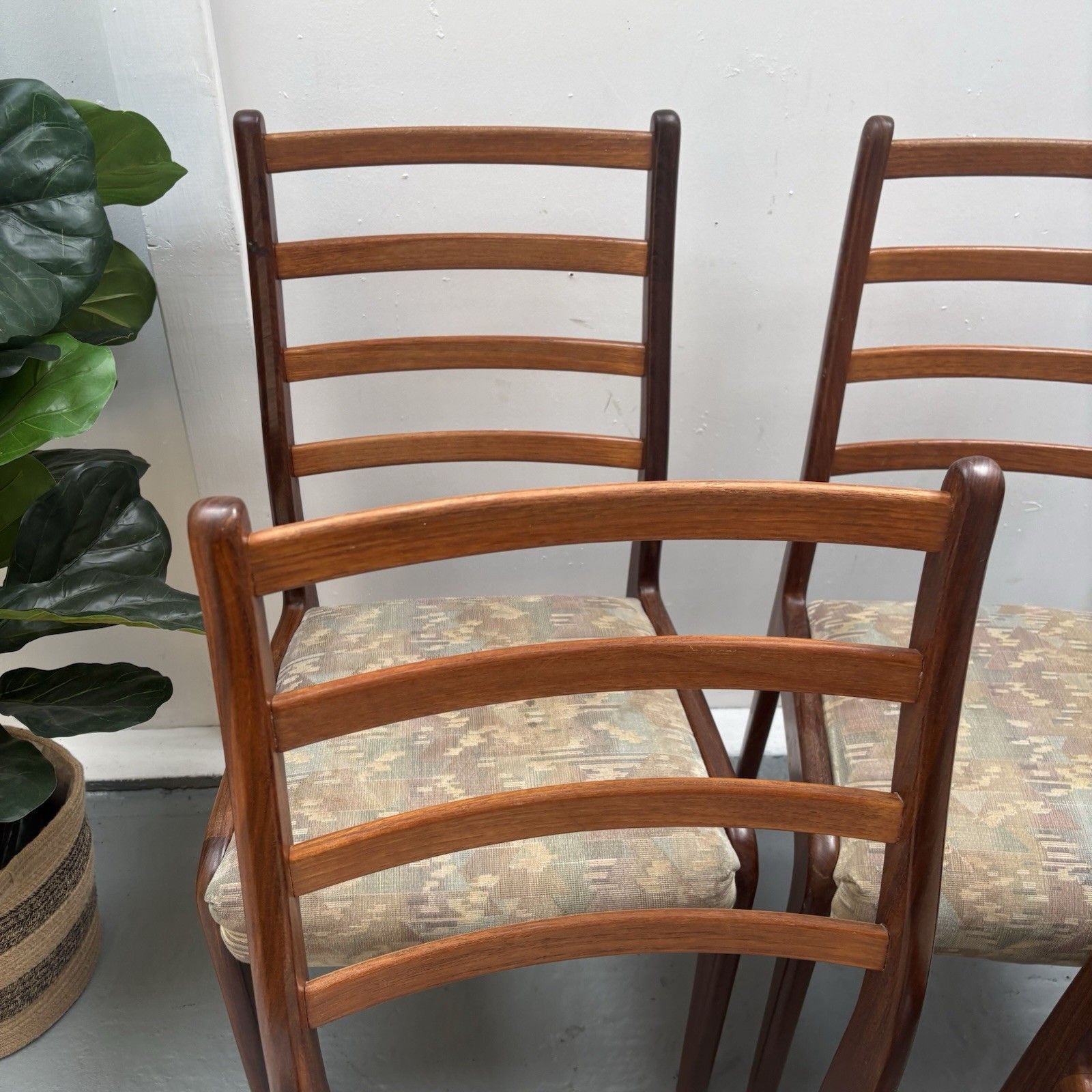 4 Vintage Mcm Ladderback 1970s G Plan Teak Afromosia Dining Chairs photo vintage
