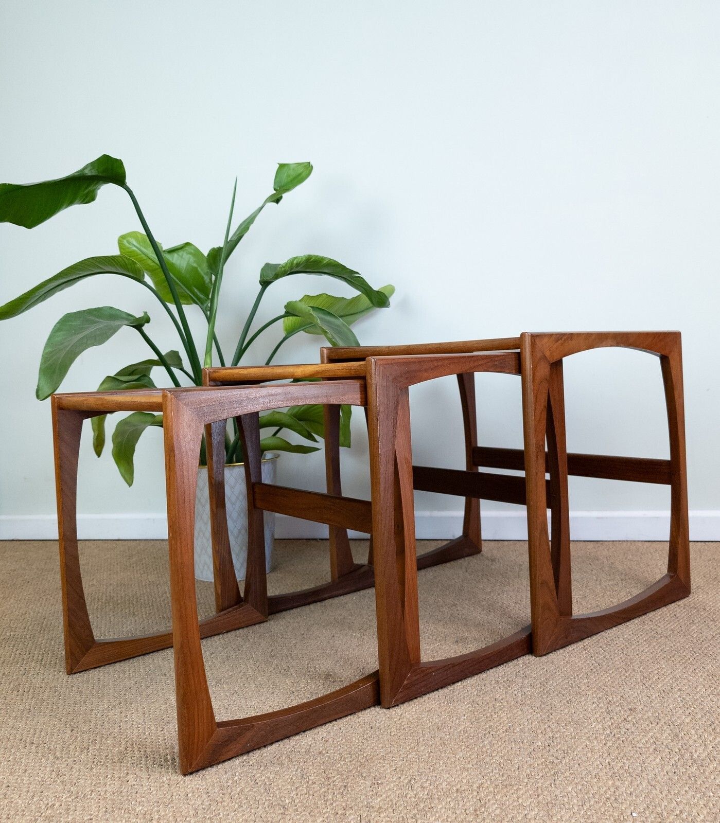 Furniture Refinished Vintage Mid Century G Plan Quadrille Teak Nest Of Coffee Side Tables photo