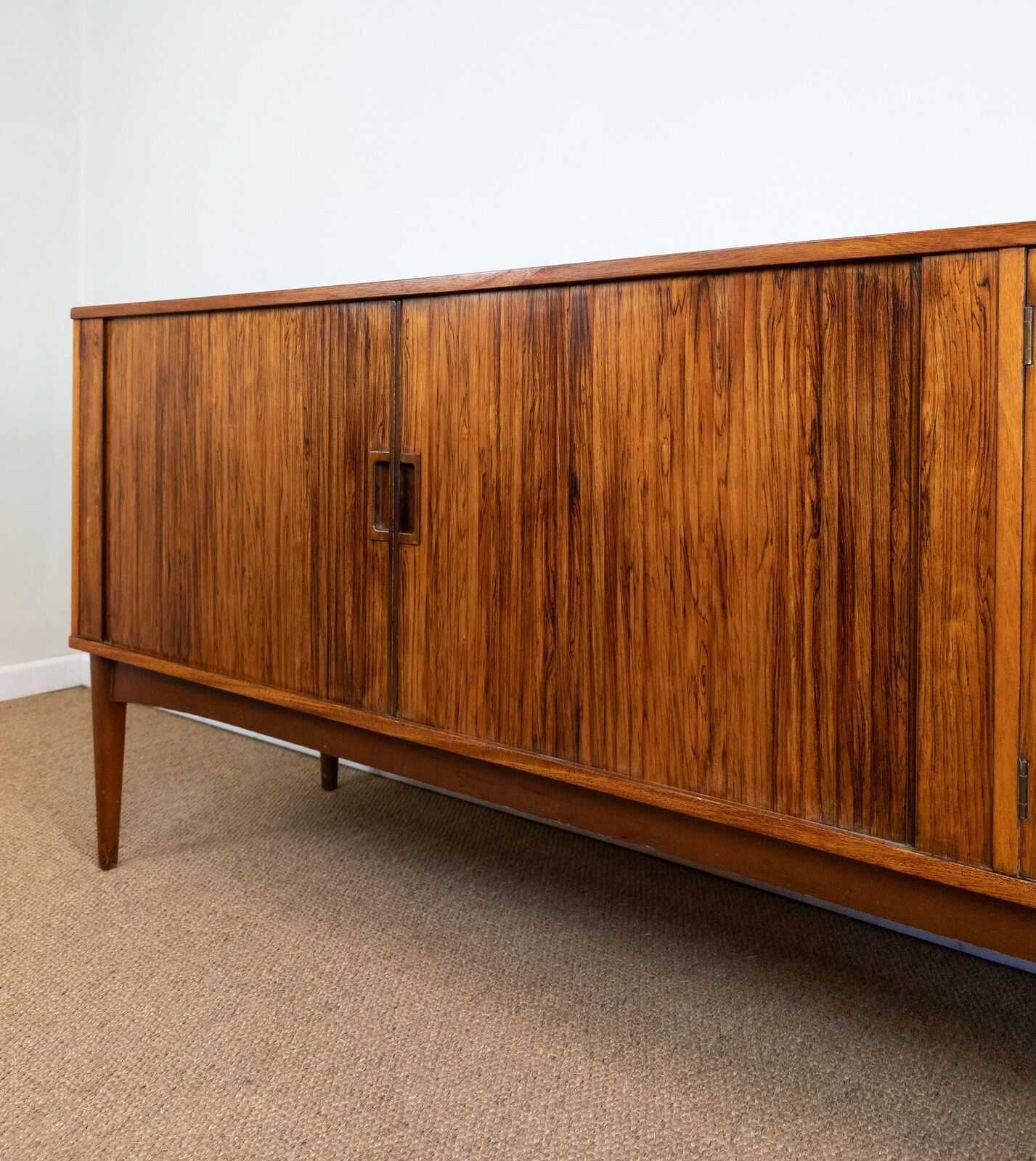 photo furniture Refinished Vintage Mid Century Rosewood Teak Tambour Sideboard Record Cabinet