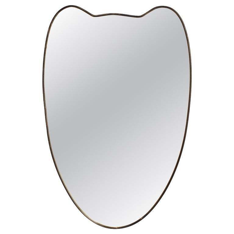 Mid Century Italian Wall Mirror With Brass Frame (Circa 1960s)