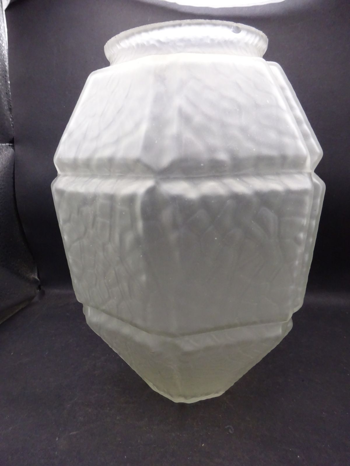 Reclaimed Art Deco Hexagonal Jewel Textured Glass Pendant Shade
