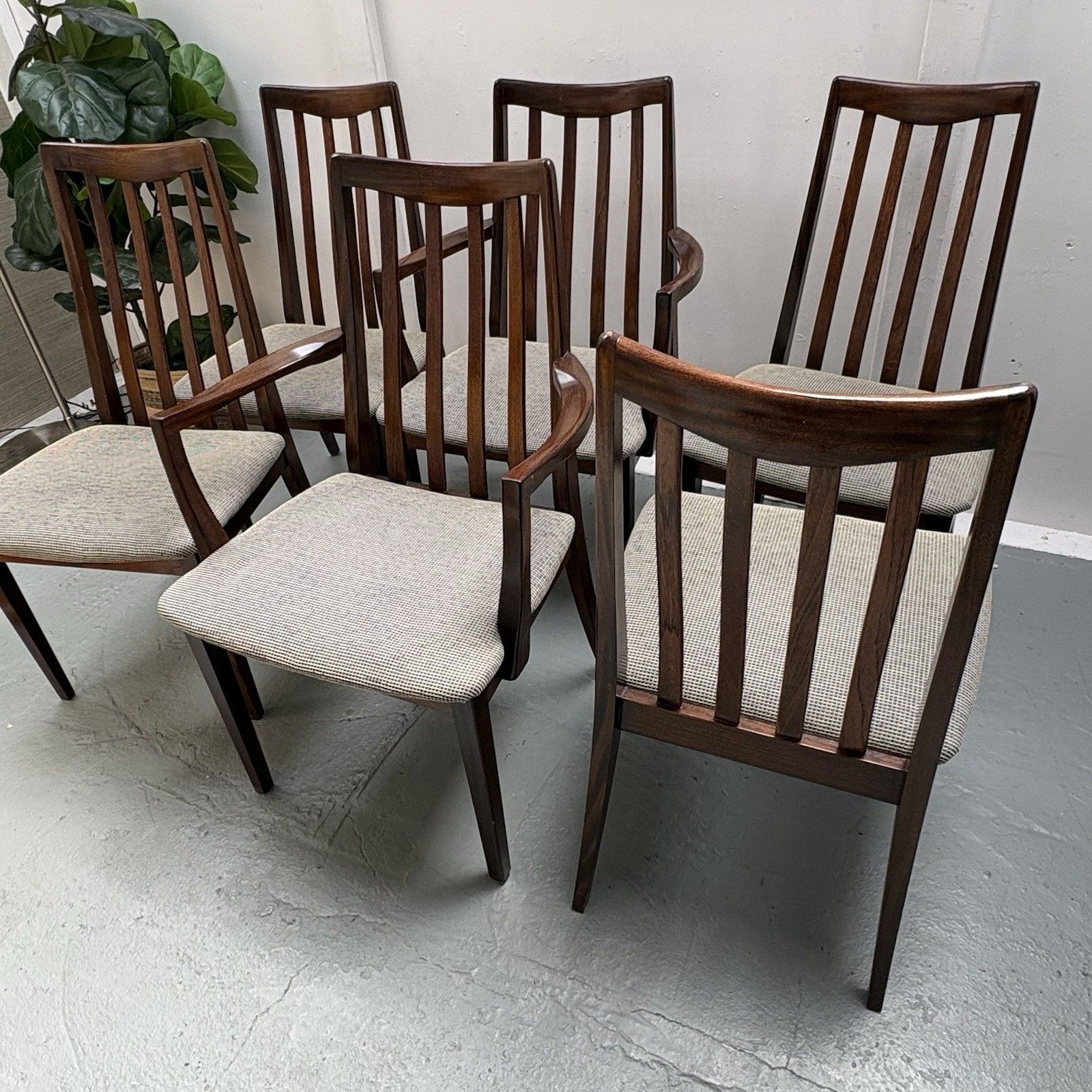photo for sale 6 Vintage Mcm G Plan Fresco Slat Back Afromosia Dining Chairs