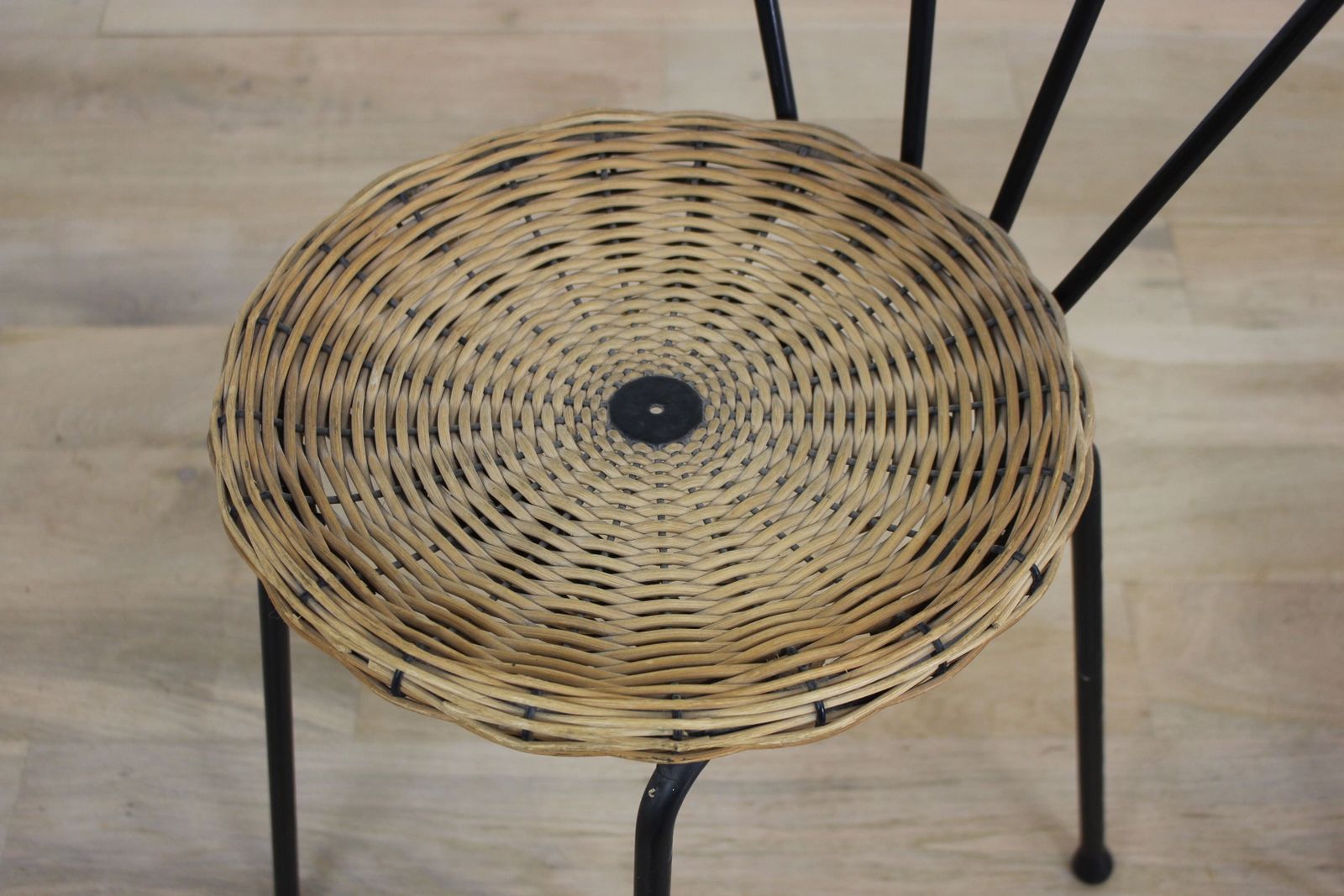 Set Of 4 1960’s Cane And Metal Kitchen Chairs photo for sale