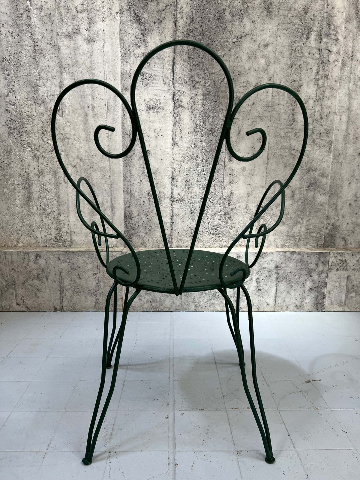 Garden Furniture Set Of 4 Painted Forest Green Metal Garden Chairs photo