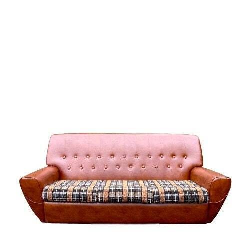 Mid Century Brown Faux Leather Sofa photo furniture