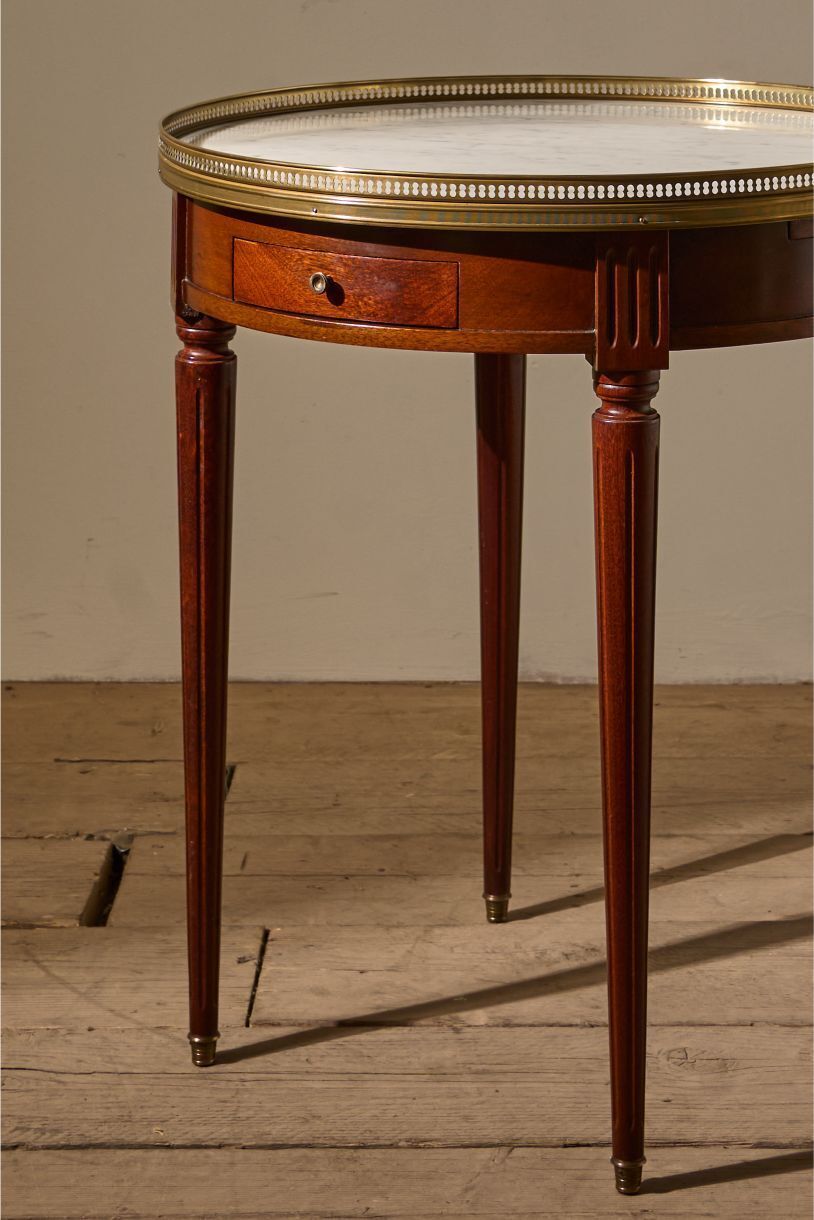 Early 20th Century Mahogany And White Marble Gueridon Table photo furniture