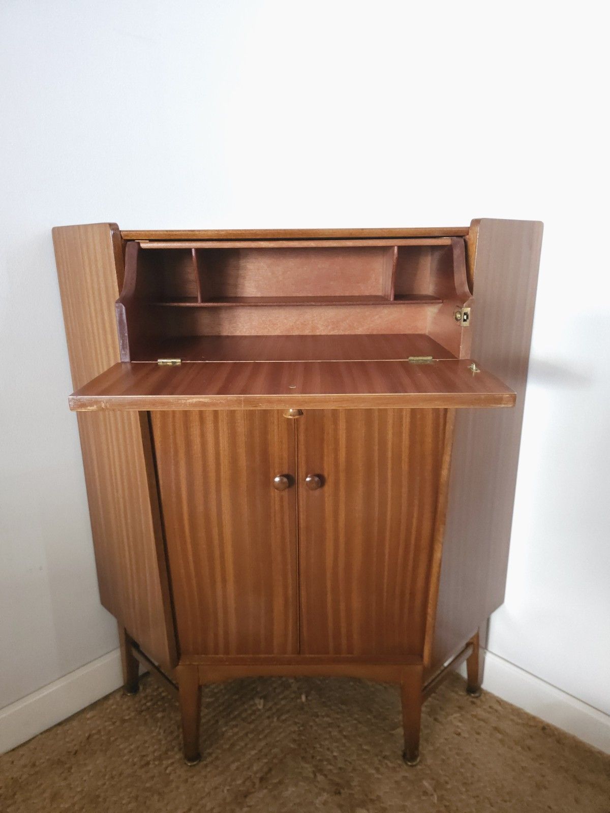Nathan Bureau Mid Century Corner Desk Teak Home Office Storage Retro Delivery photo for sale