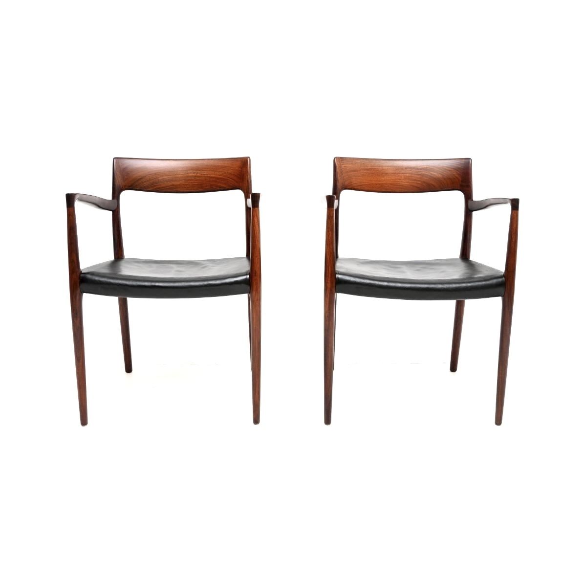 Pair Of Danish Vintage Rosewood Model 57 Chairs By Niels Moller photo furniture