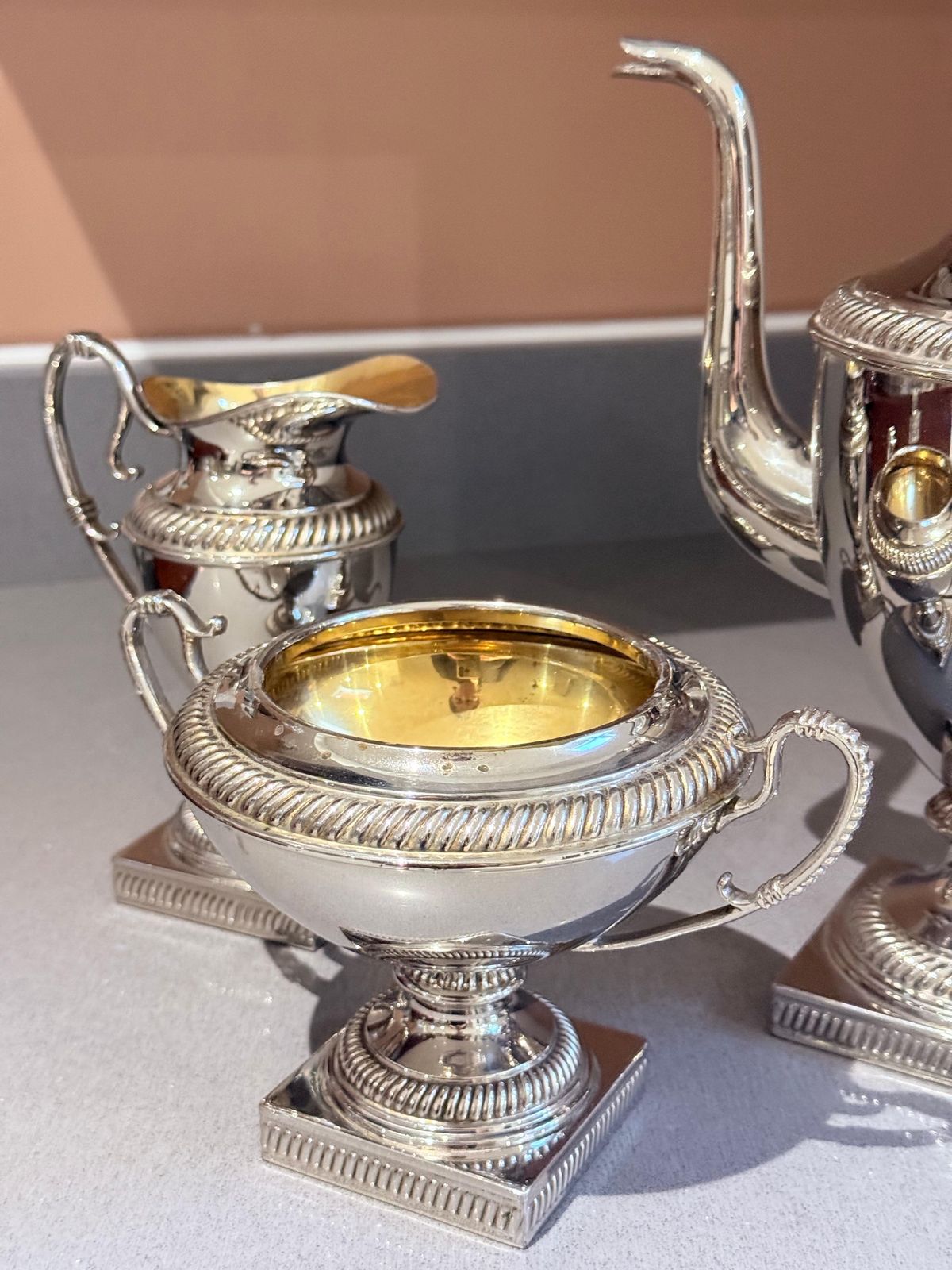 Antiek Zweeds verzilverd koffieservies - Gustaf Eriksson Eskils pot suikerpot photo vintage