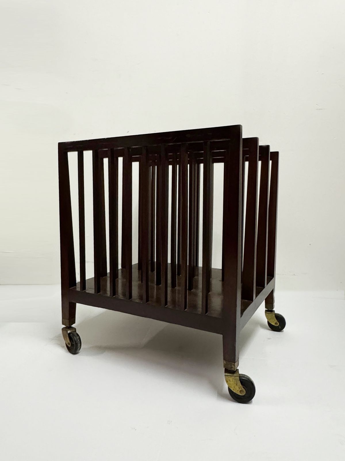 Vintage Mahogany Art Gallery Folio Display Rack Artist Portfolio Trolley On Brass Casters photo for sale