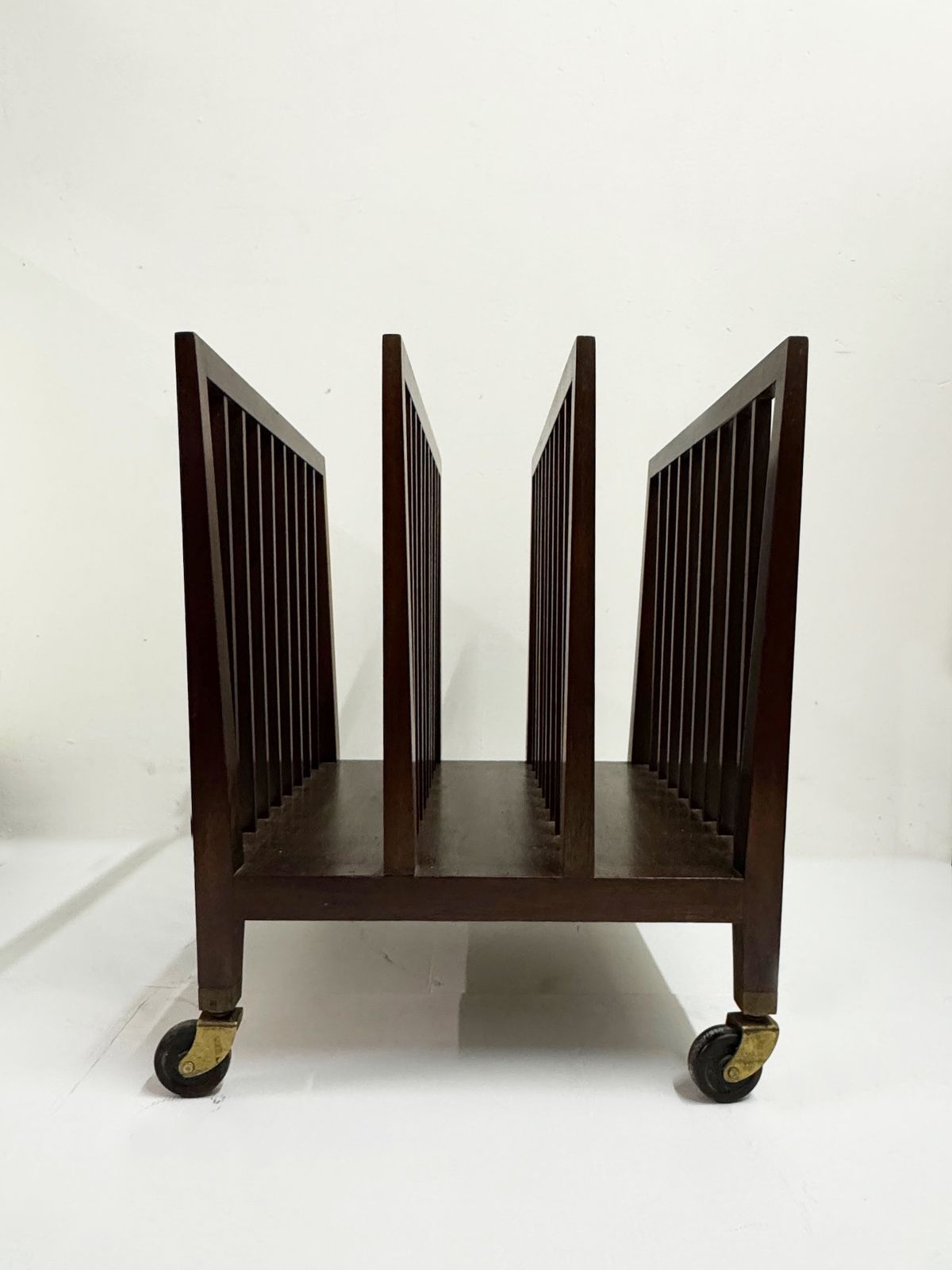 Vintage Mahogany Art Gallery Folio Display Rack Artist Portfolio Trolley On Brass Casters photo Furniture