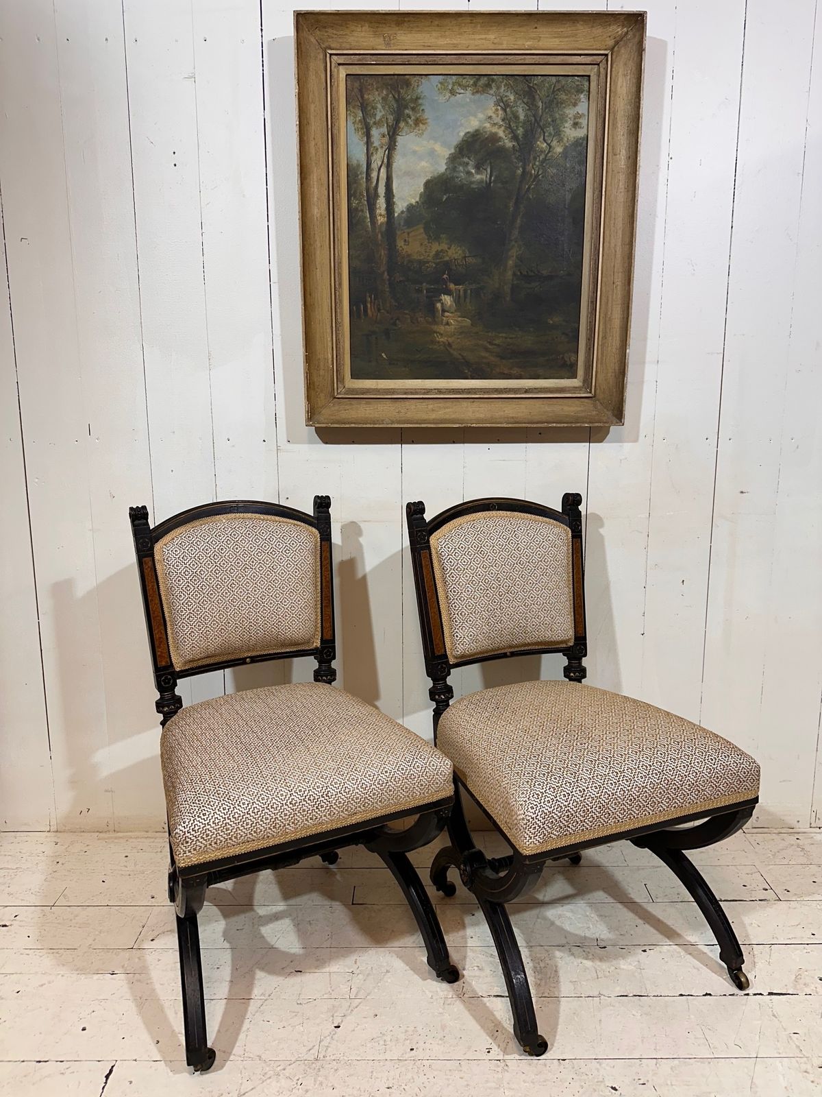 Fine Aesthetic Movement Matching Pair Of Chairs By James Lamb Of Manchester photo vintage