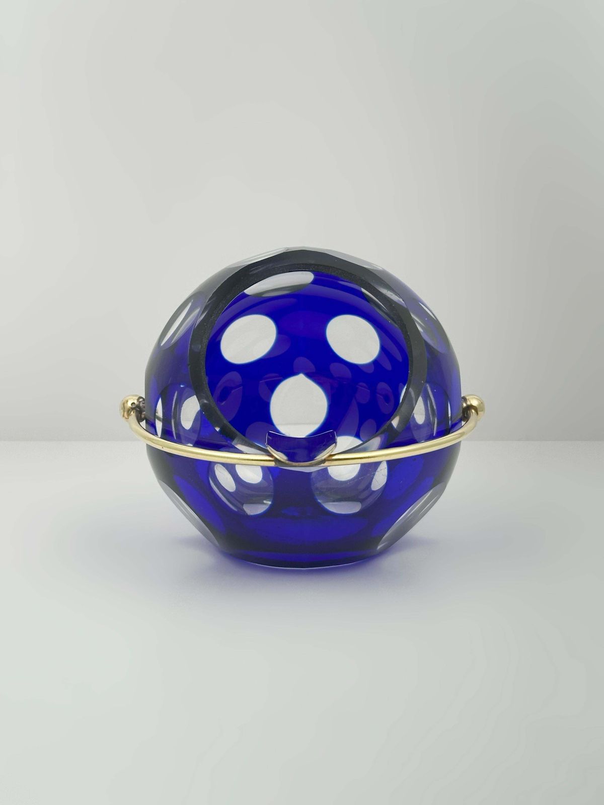 Cobalt Blue Cut To Clear Glass Ashtray By Marita Voigt, 1960s photo for sale