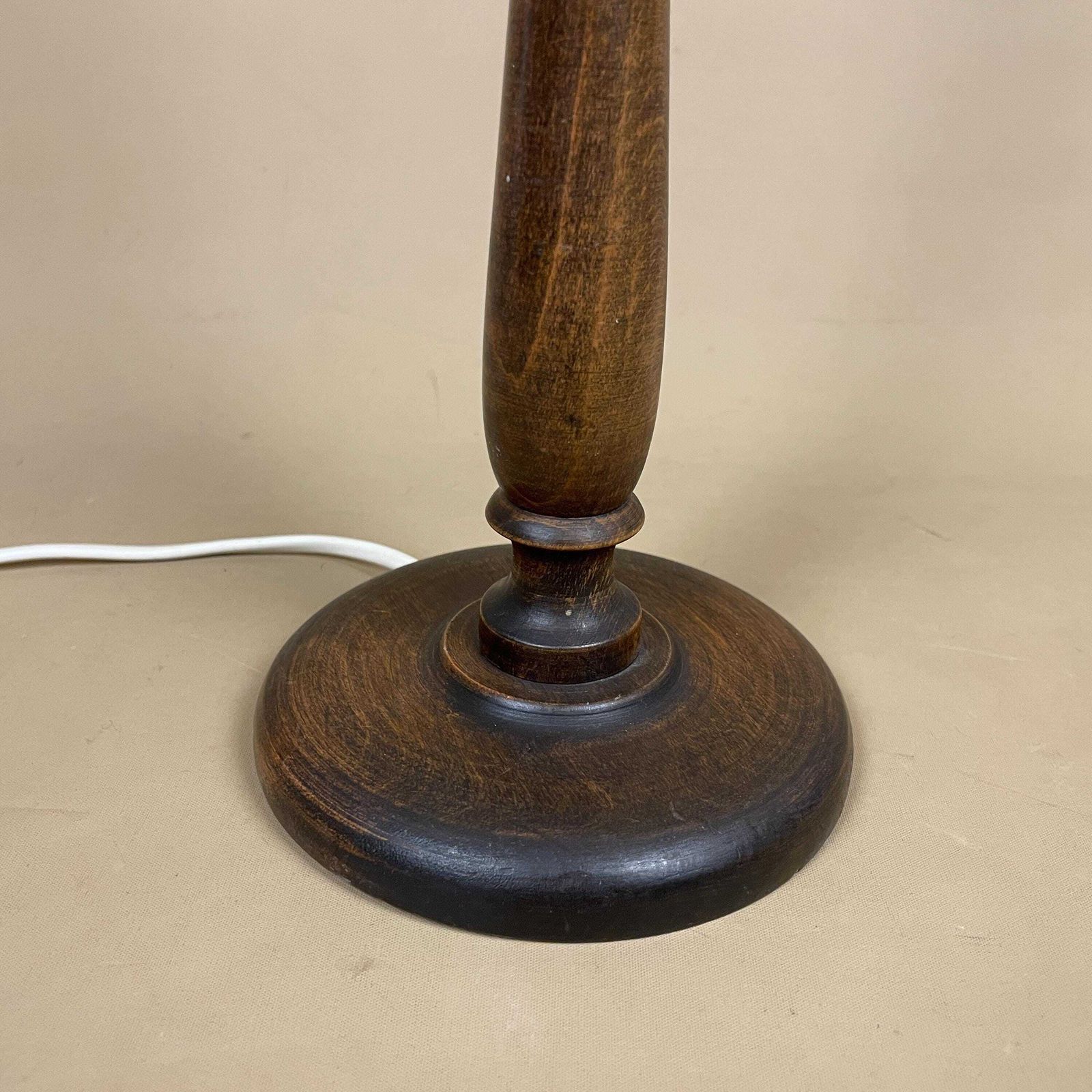 Wood Lamp Wooden Bedside Table Light Antique Brown Elegant Cottage Farmhouse Country Medium Column Round Base photo 72.0