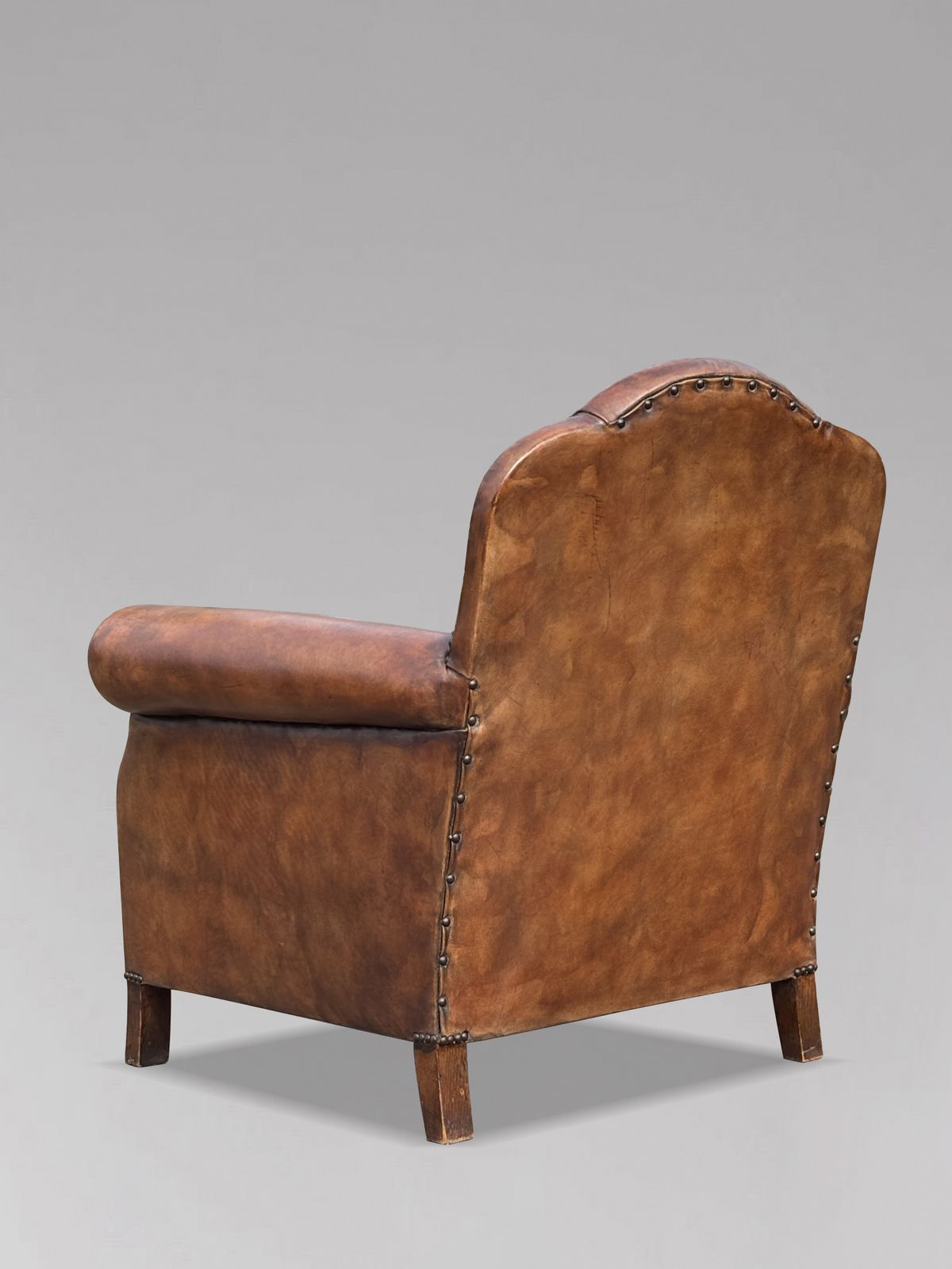 Pair Of Mid 20th Century French Brown Leather Club Armchairs photo buy
