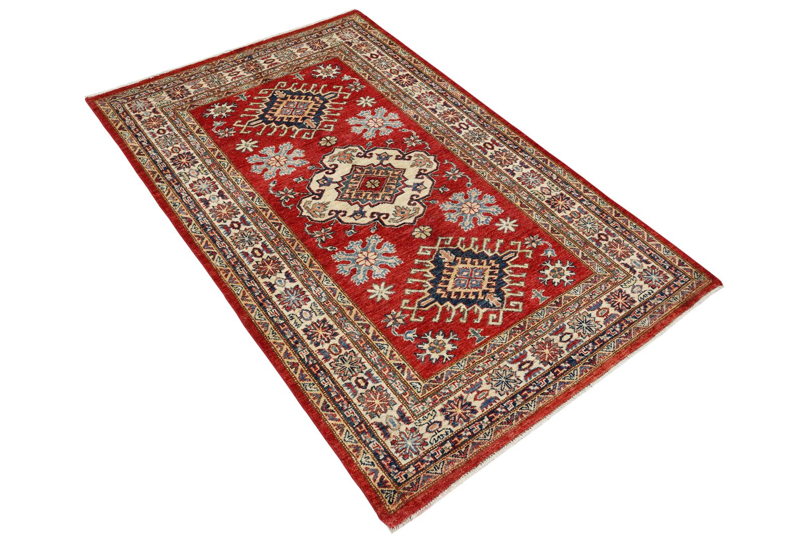 Super Kazak Hand Knotted Traditional Red Area Rug 114x180 Cm photo furniture