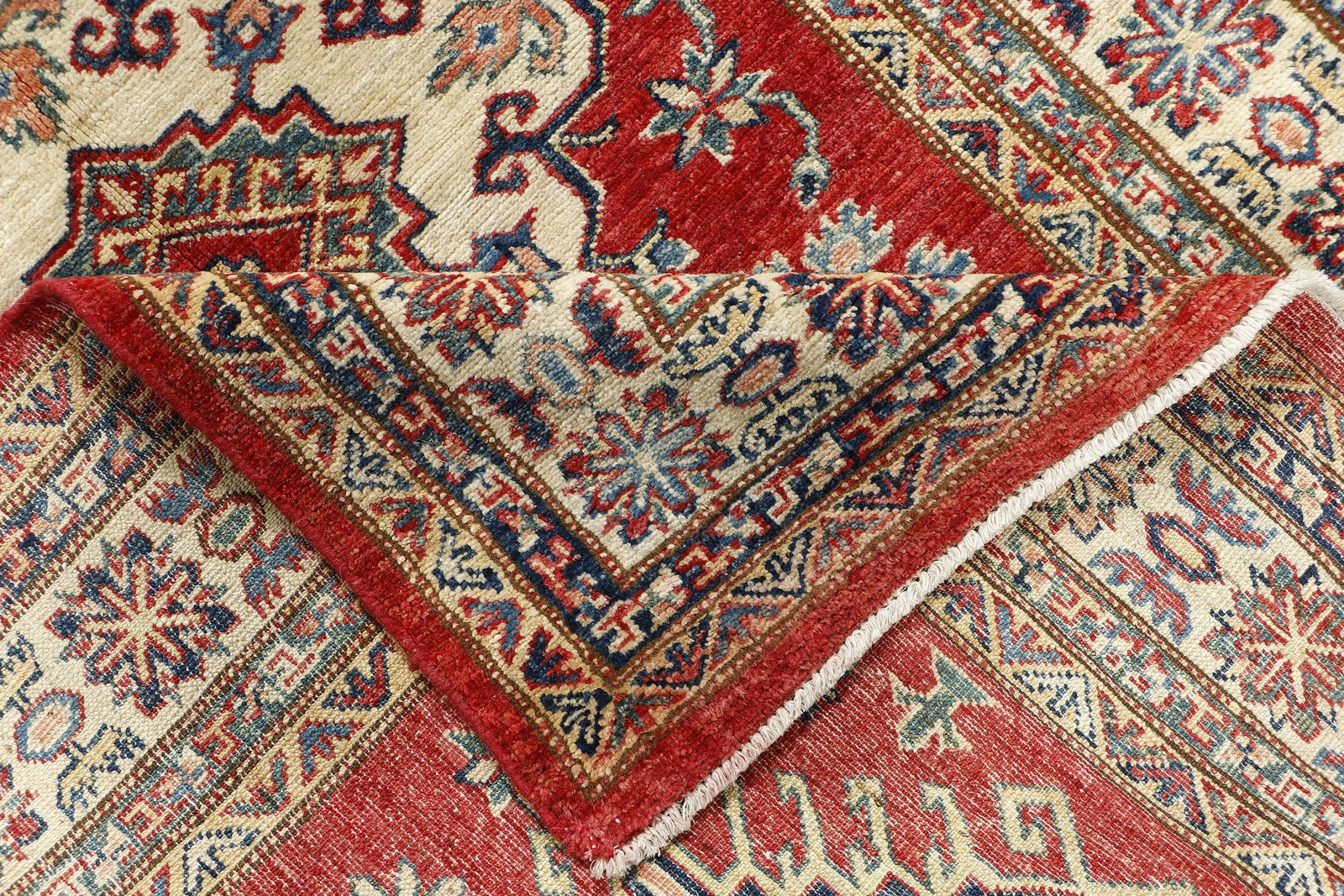 Super Kazak Hand Knotted Traditional Red Area Rug 114x180 Cm photo vinterior