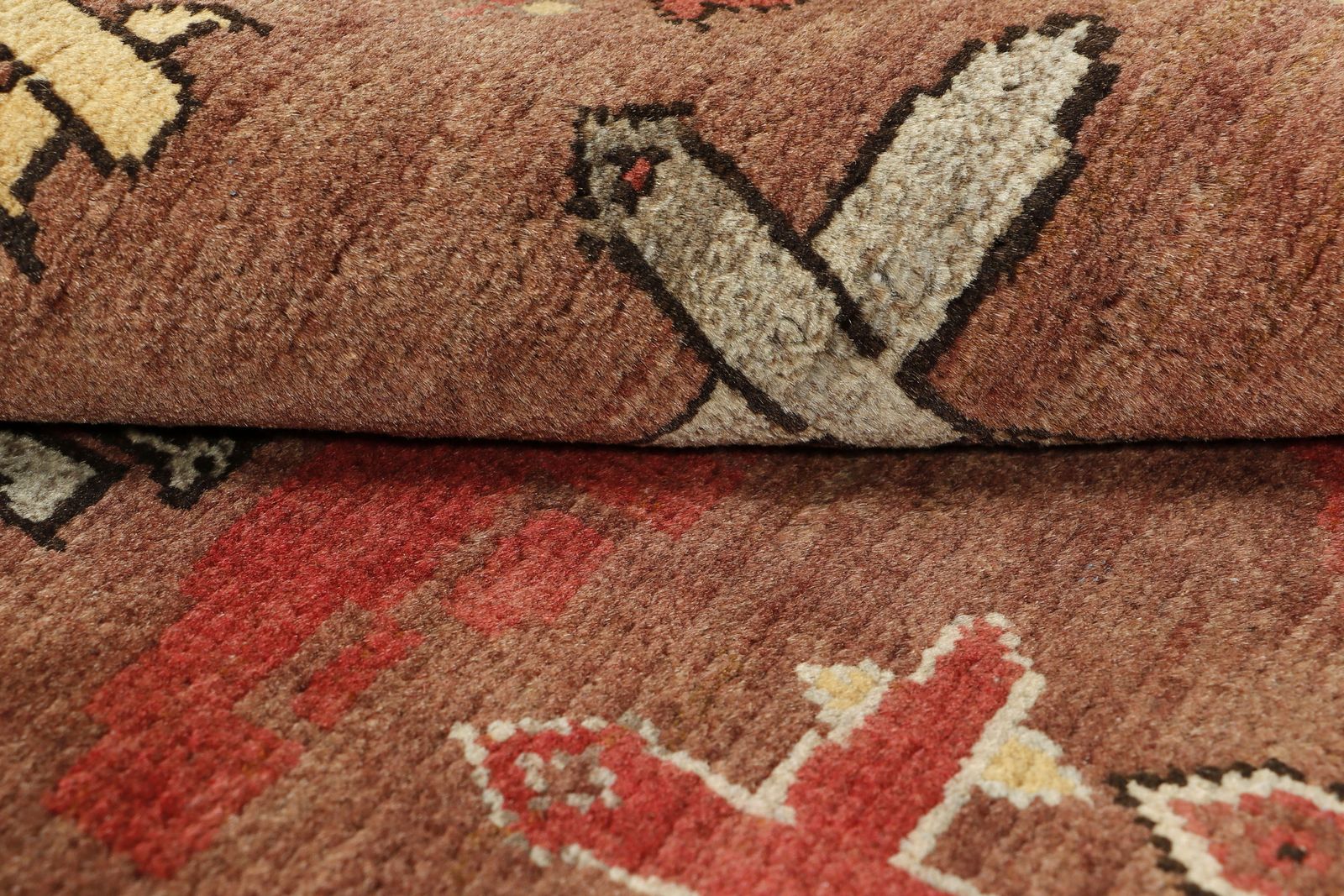 Brown Afghan War Hand Knotted Airplane Helicopter Small Rug photo 146.0