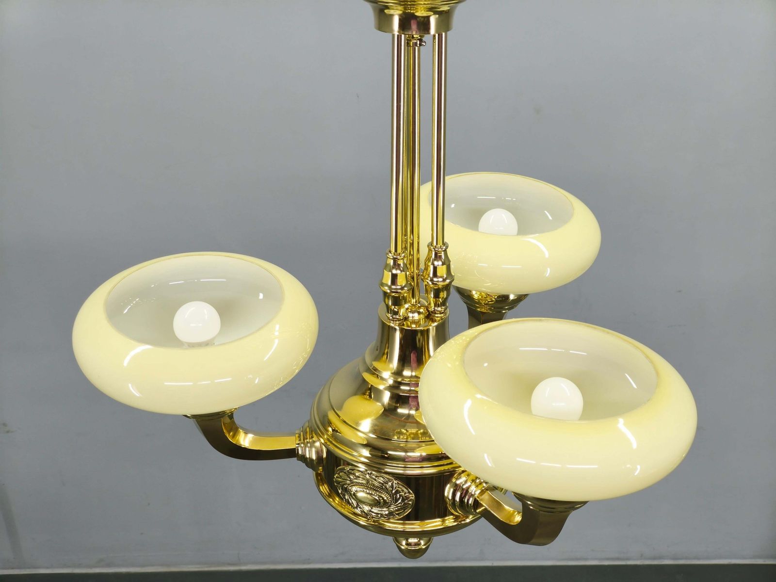photo furniture Neoclassical Art Deco Brass Chandelier, Czechoslovakia, 1930s