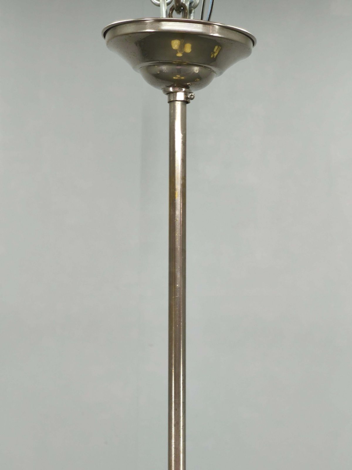 Art Deco Chrome And Opaline Glass Chandelier, 1930s photo buy
