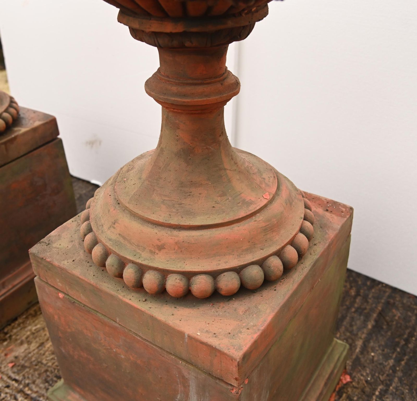 Pair Classical Terracotta Urns English Country Garden Rams Head photo Garden Decor