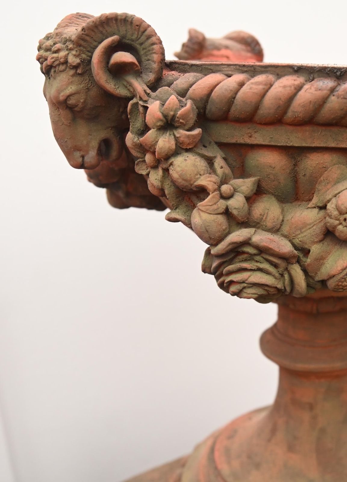 photo for sale Pair Classical Terracotta Urns English Country Garden Rams Head
