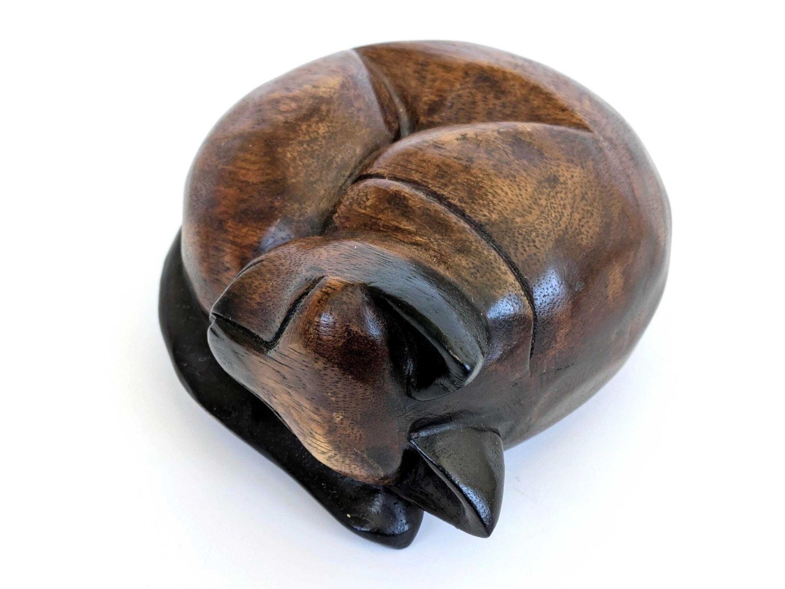 photo furniture Midcentury Teak Sleeping Siamese Cat Figurine Bookend Paperweight, Scandinavian Wood Decor