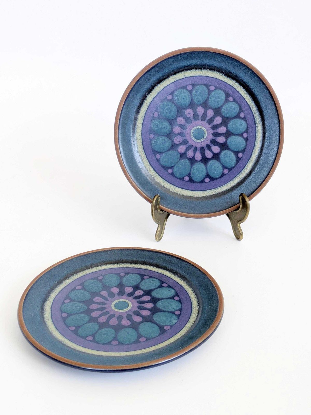 Midcentury Kmk Viola Pottery Plates, Tumblers And Butterdish, Olga Nawothnig Design, 70s Germany photo furniture