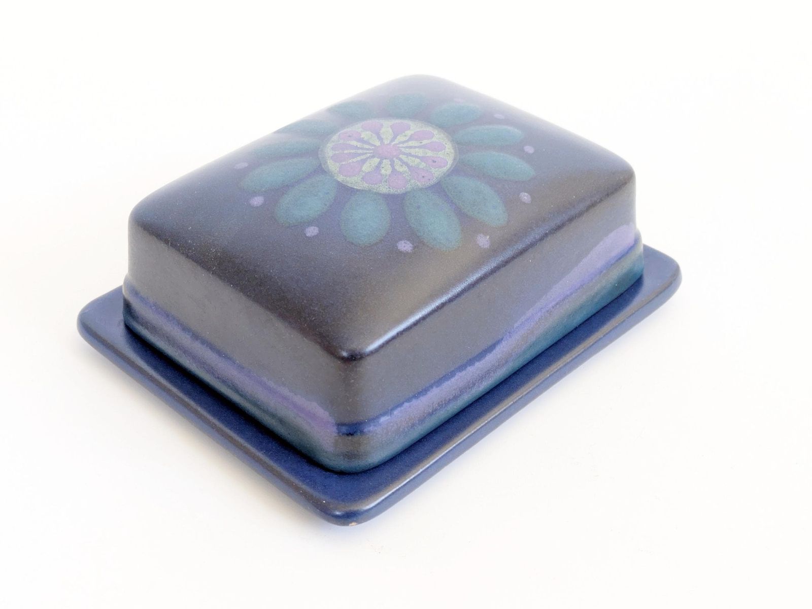 Midcentury Kmk Viola Pottery Plates, Tumblers And Butterdish, Olga Nawothnig Design, 70s Germany photo vintage