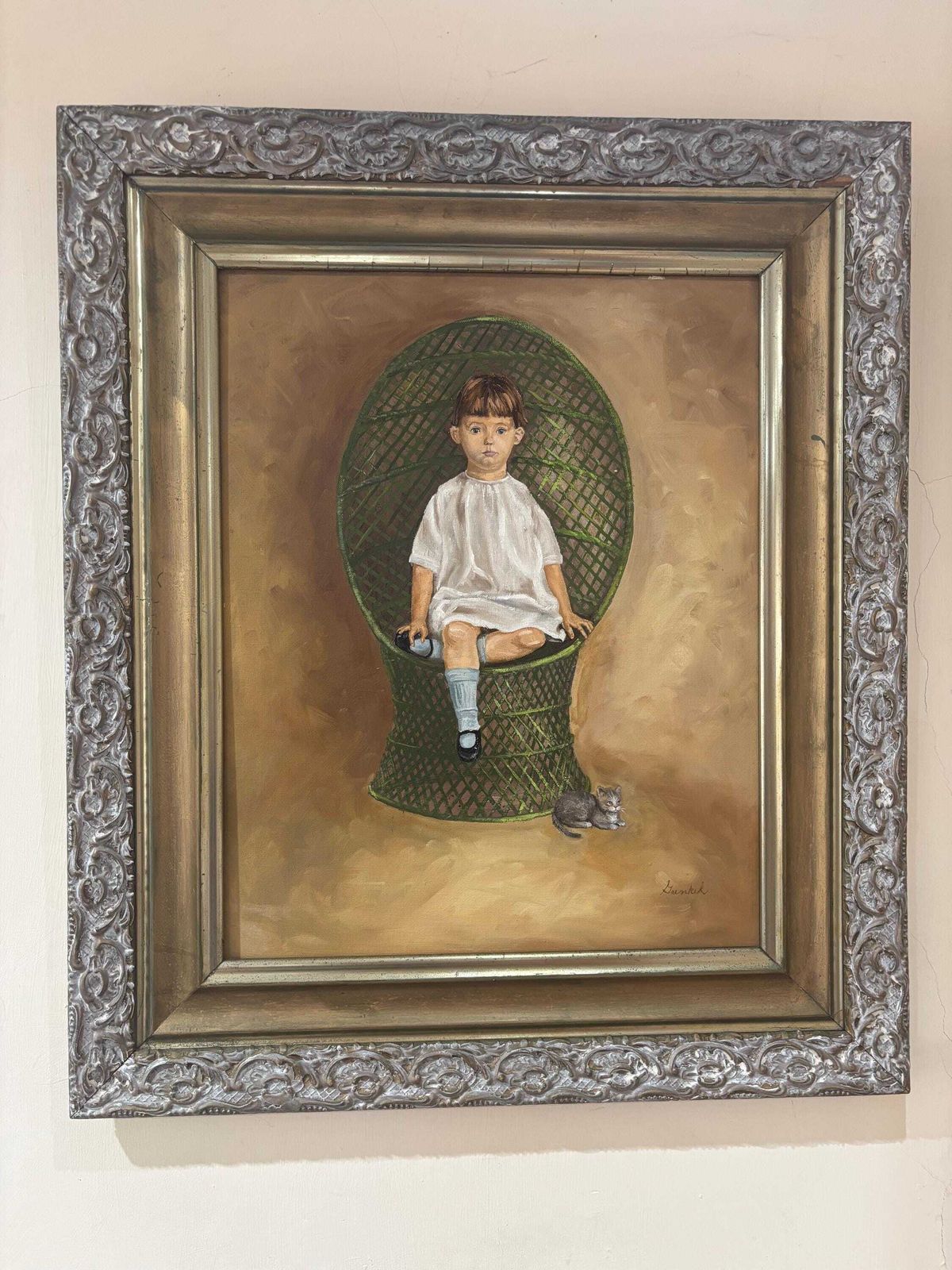 Oil Painting On Canvas Board Of A Young Child Titled "Mathew" Signed Susan Gunkel