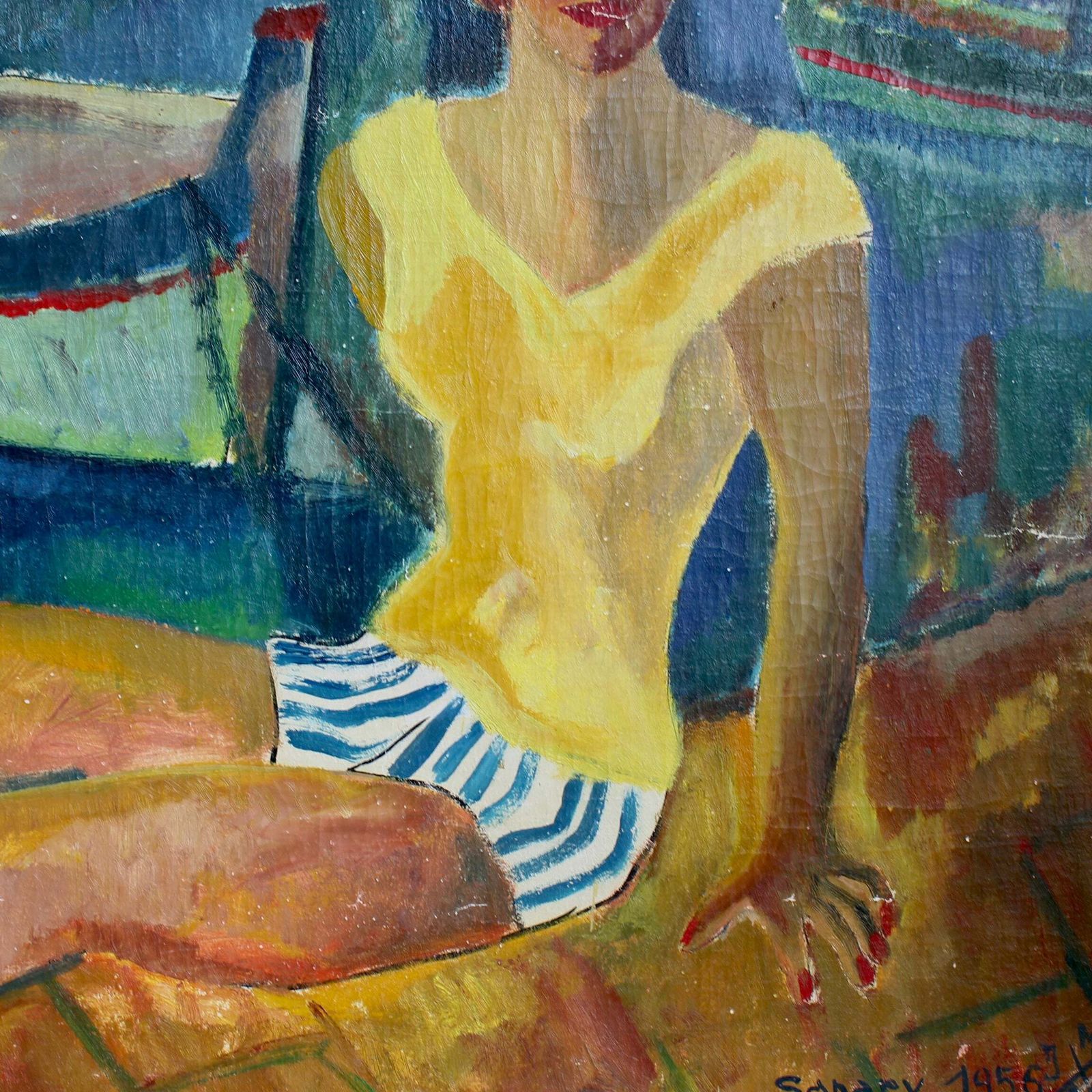 photo vinterior 'Jeaune Femme Au Port De Sanary', French School (1956)