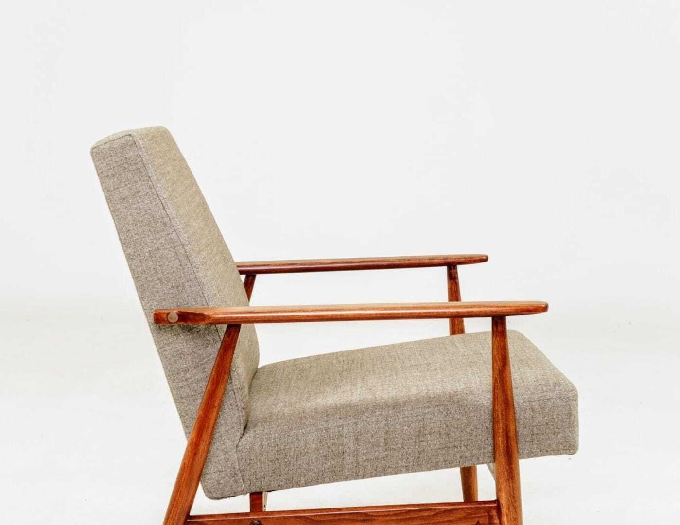 Scandinavian Lounge Chair Grey Soft Upholstery| Refurbished Vintage Armchair photo 387.0