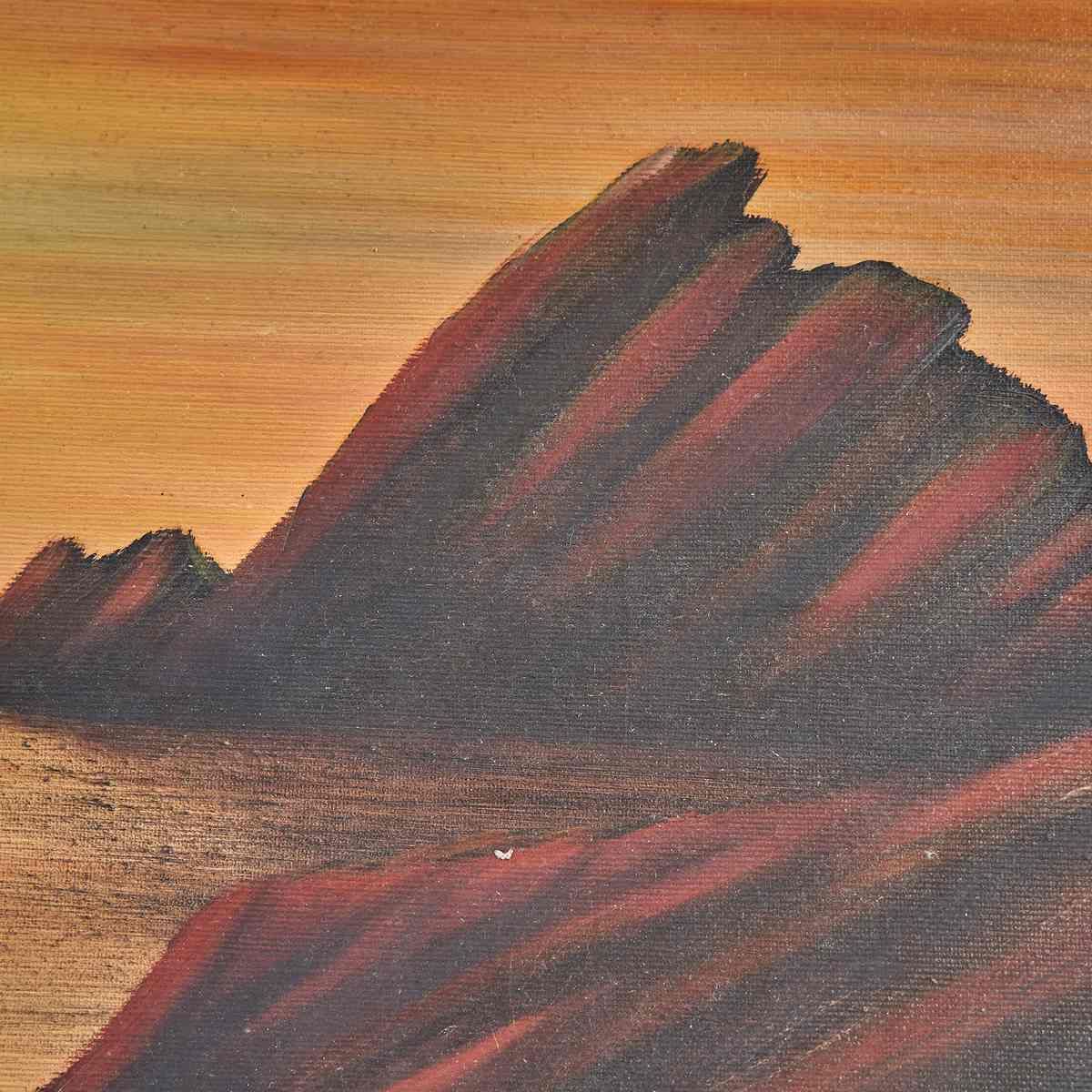 Vintage Oil On Canvas “Desolation”, Sea At Sunset photo buy