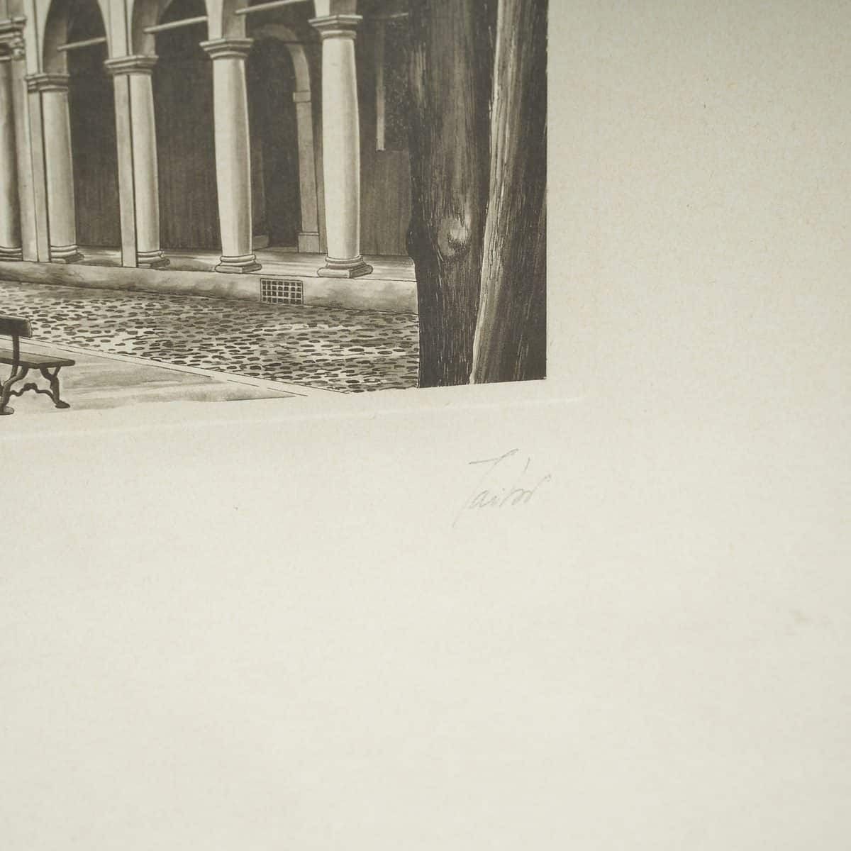 Numbered Engraving, View Of A City, Columns And A Cobbled Street. photo for sale