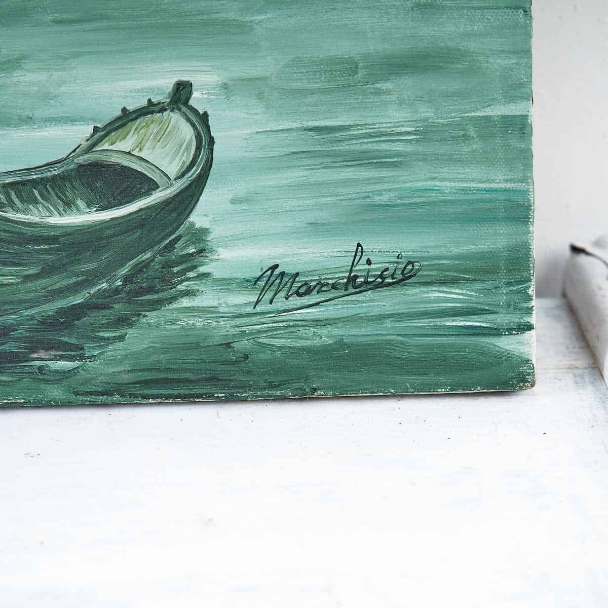 Oil On Canvas Elegant Water Landscape Painting photo furniture