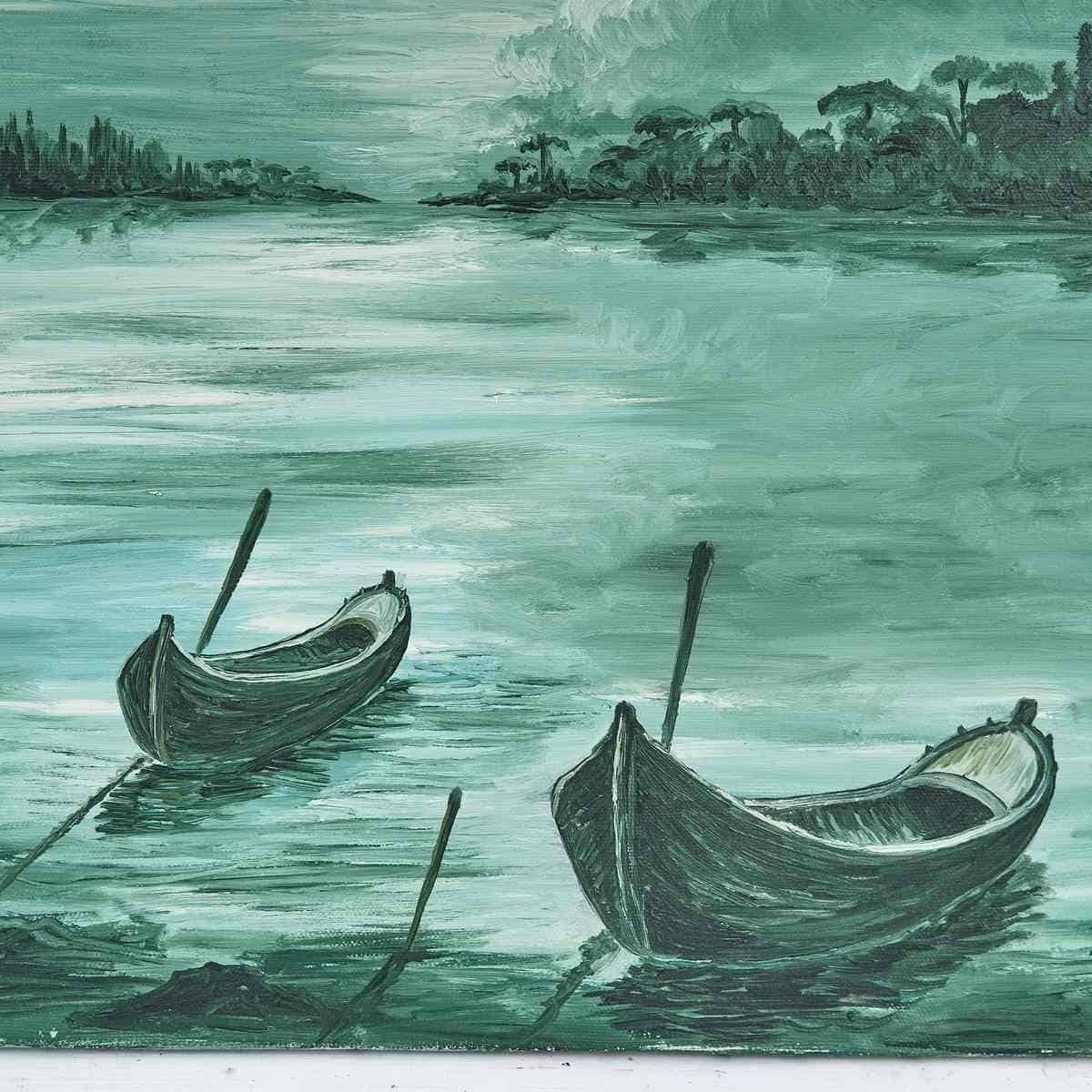 Oil On Canvas Elegant Water Landscape Painting photo for sale