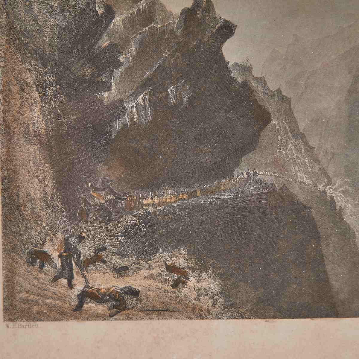 Elegant Antique Print Of A Mountain Landscape photo furniture