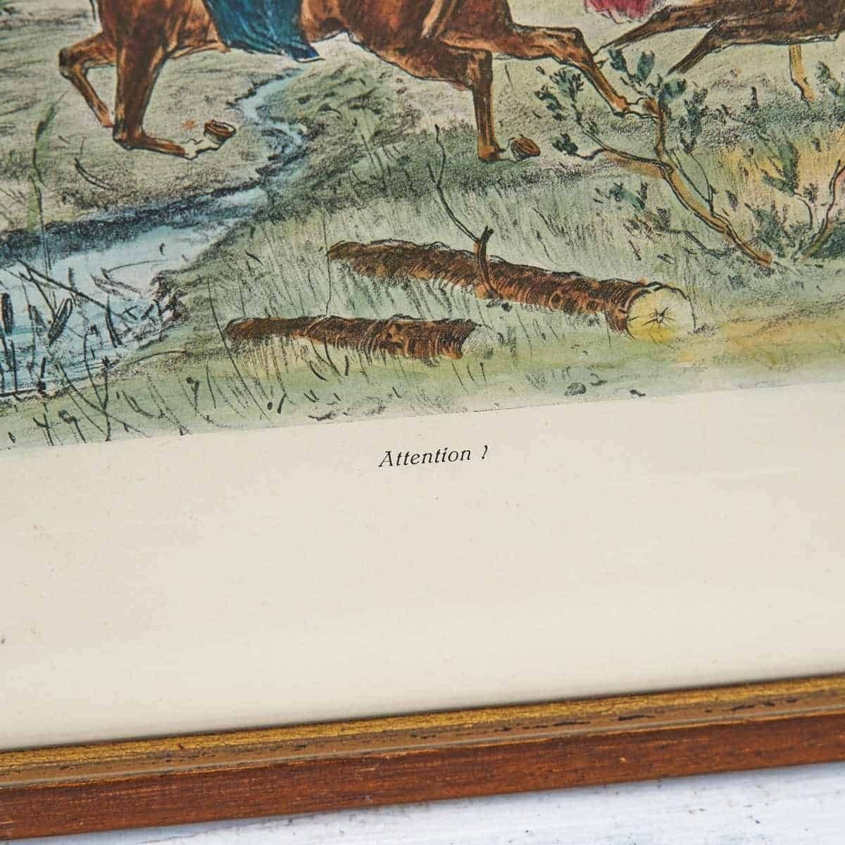 Antique Print Of Hunting On Horseback photo furniture