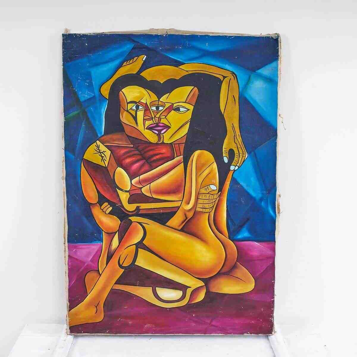 Oil On Canvas – Erotic Work Of Three Abstract Female Figures