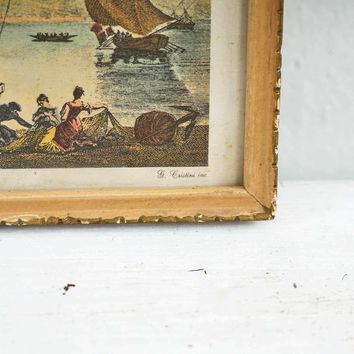 Vintage Print By G. Cristini Inc, Maritime Life photo furniture