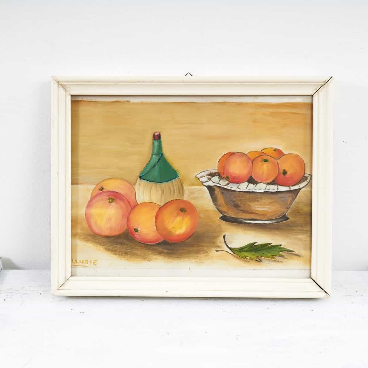 Oil On Canvas Vintage Albanian Fruit, 1970s