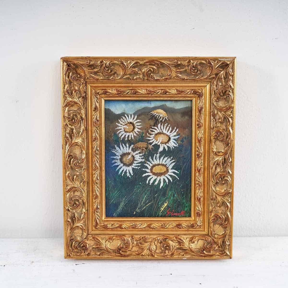 Oil On Panel Enchanting Floral Painting Hand Painted By Giovanni Lovetti, Painter From Ferrara (Italy)