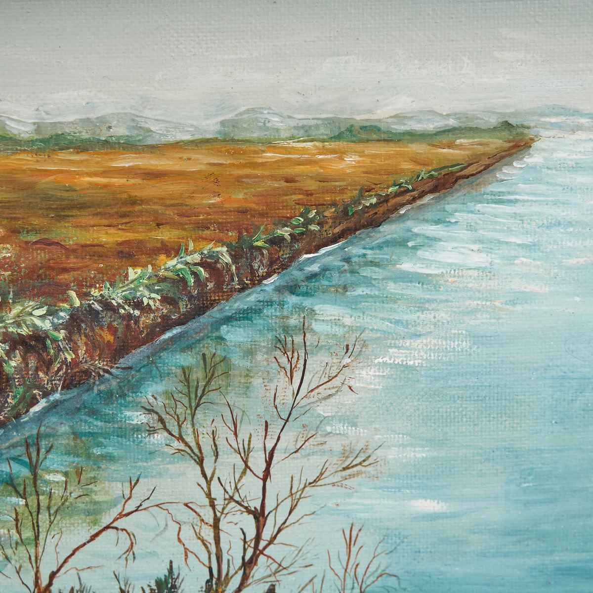 Oil On Canvas, Stupendous Water And Nature, 1973, By Velio Sanvito, 1970s photo Art