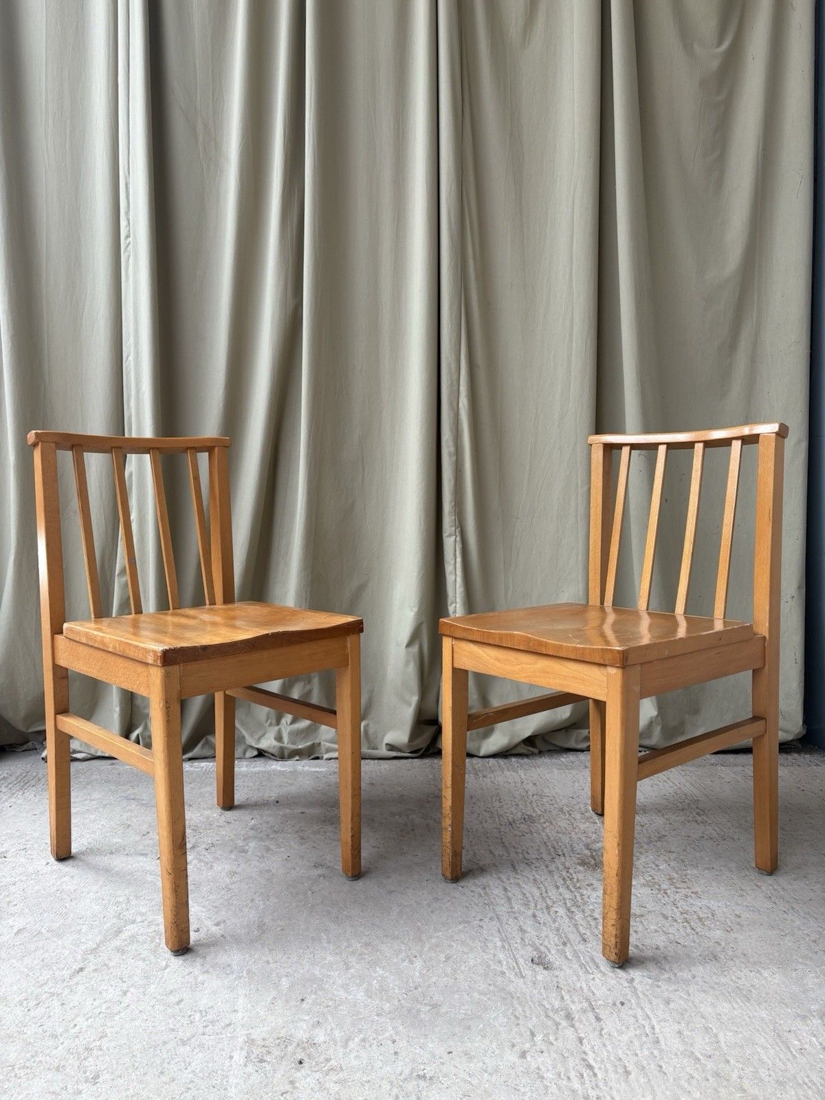 Vtg Mid Century 2 Pair Of Solid Beech Church Dining Chairs Scandi Danish R1174 photo furniture