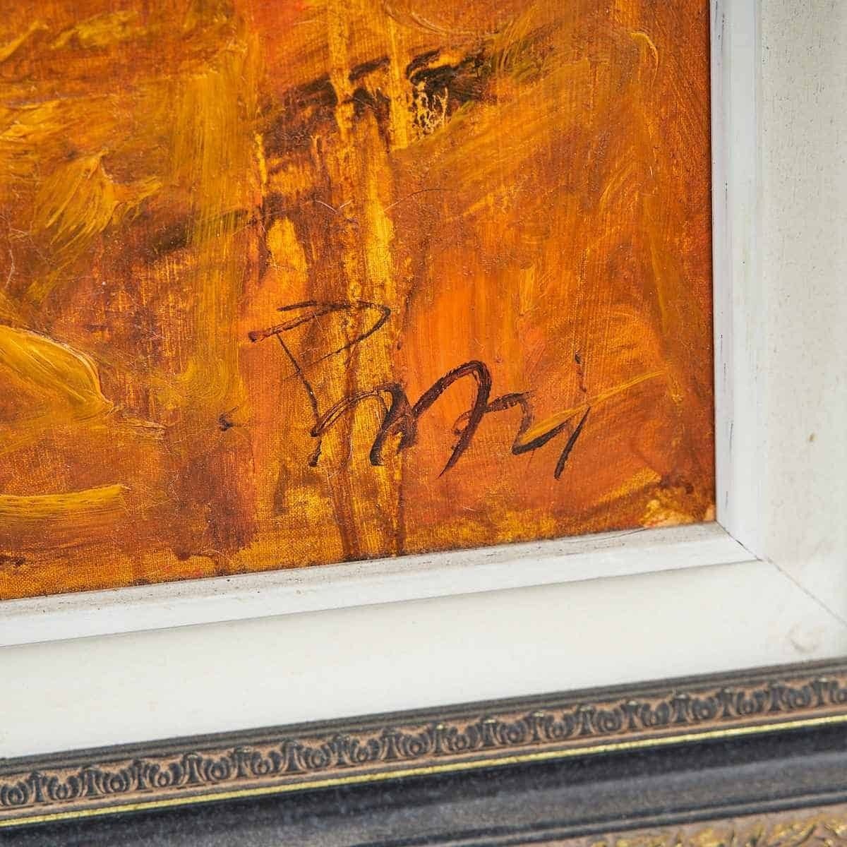 Oil On Canvas Vibrant Colors In A Natural Oasis By Alfredo Pini, 1990s photo for sale