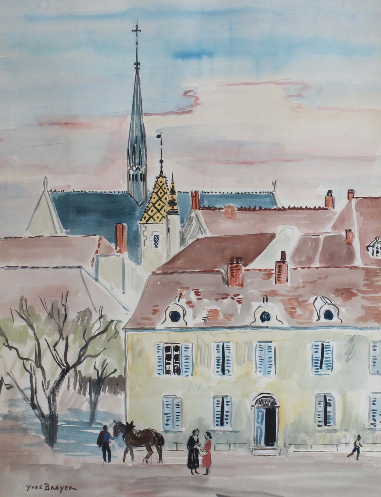 'A Street In Beaune' By Yves Brayer (1961) photo furniture
