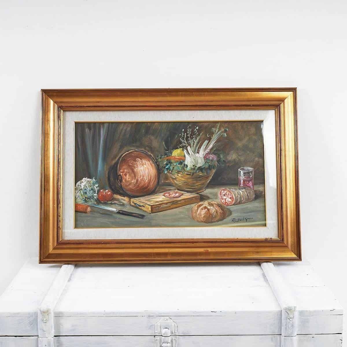 Oil On Canvas Stupendous Historical Memento: Painted Still Life photo furniture